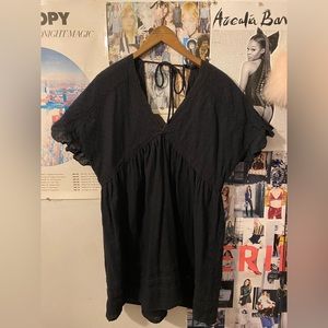 Urban Outfitters black embroidered short tie back dress